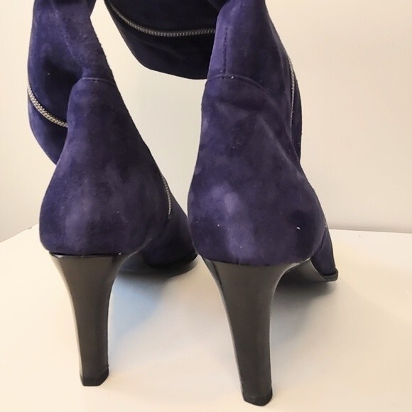 Dibrera by Paolo Zanoni Purple Suede Stiletto Mid-Calf Boot Sz 37 - Picture 5 of 8